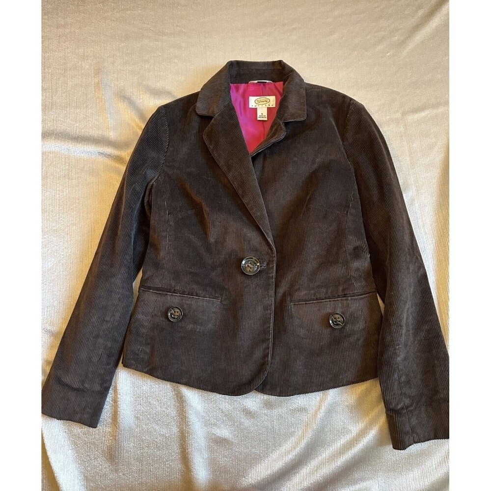 Vintage Talbots Chocolate Brown‎ Corduroy Stretch Lined Blazer Womens Size 6P